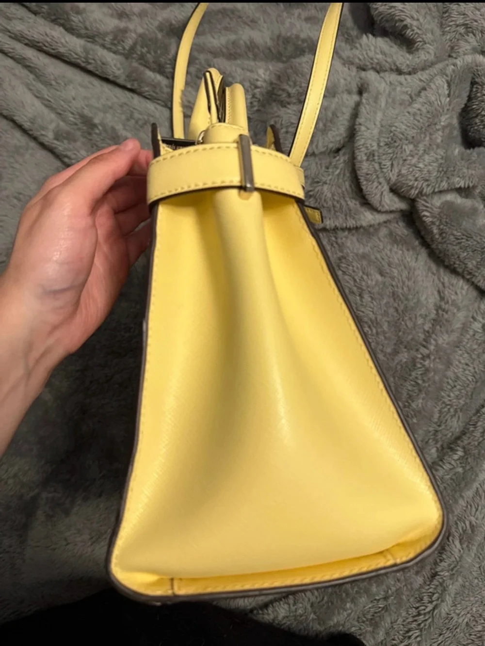 kate spade Lemon Yellow Leather Top-Handle Satchel with Crossbody Strap